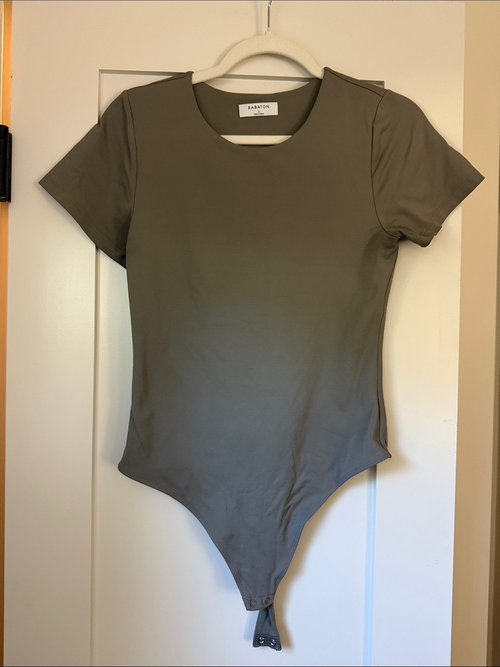 Aritzia Babaton Olive Green Short Sleeve One-Piece Bodysuit